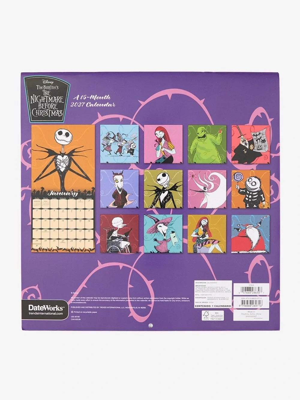 Disney The Nightmare Before Christmas 2027 Wall Calendar